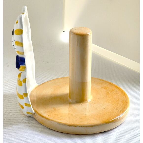 PAPER TOWEL HOLDER/DISPENSER-ALCO-Countertop-White Cat-Yellow Stripes-Ceramic - Picture 4 of 10